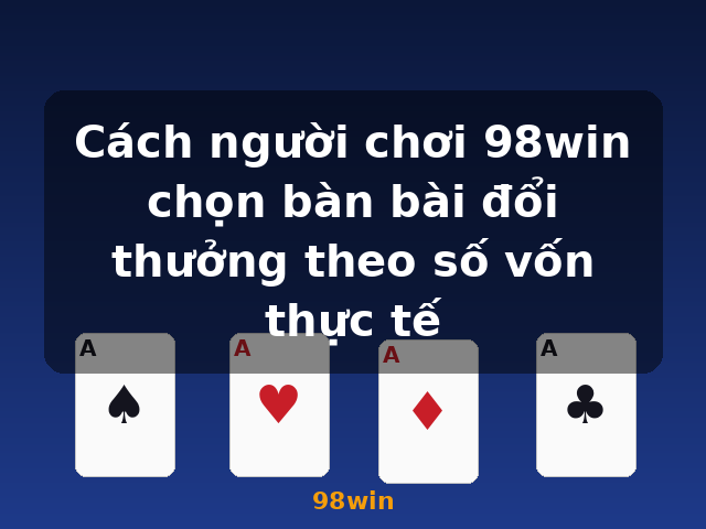 Cách người chơi 98win chọn bàn bài đổi thưởng theo số vốn thực tế - 98win Cách người chơi 98win chọn bàn bài đổi thưởng theo số vốn thực tế - 98win