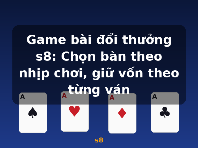 Game bài đổi thưởng s8: Chọn bàn theo nhịp chơi, giữ vốn theo từng ván - s8