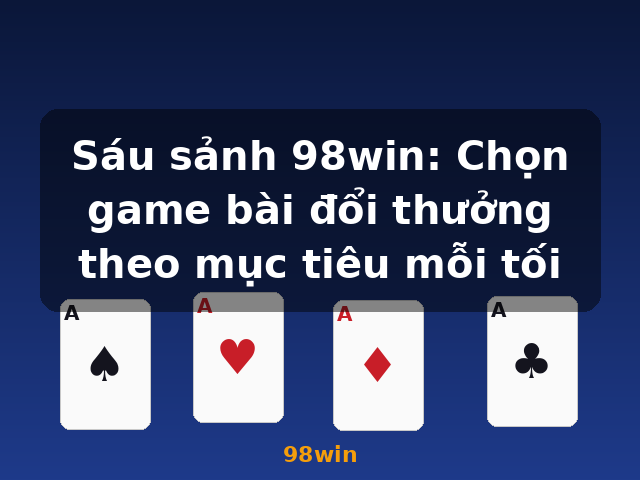 Sáu sảnh 98win: Chọn game bài đổi thưởng theo mục tiêu mỗi tối - 98win Sáu sảnh 98win: Chọn game bài đổi thưởng theo mục tiêu mỗi tối - 98win